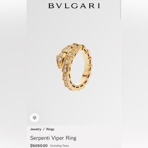Bvlgari serpenti viper ring size L color: yellow gold